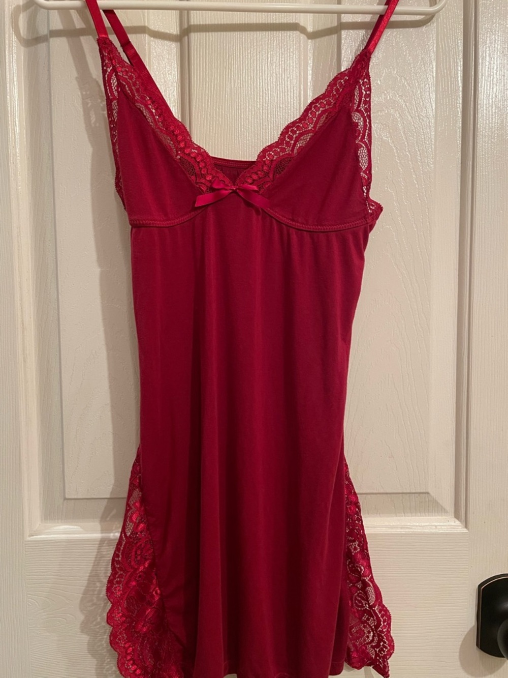 Red Lace-Trim Chemise Nightdress